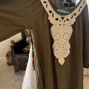 Boho Olive Dress Embroidered